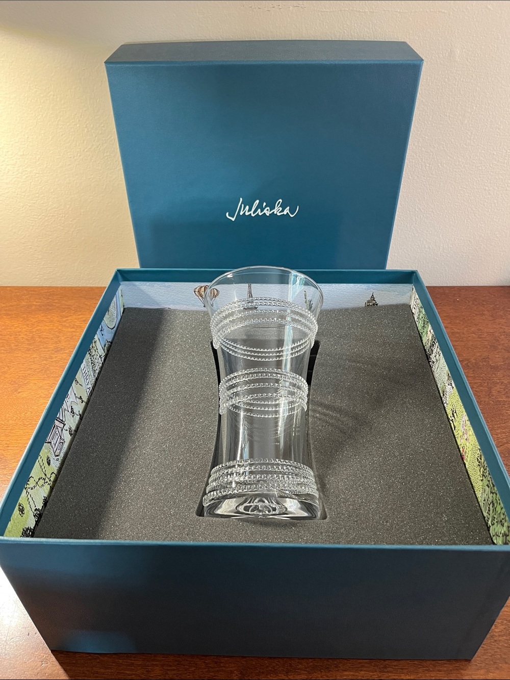 Juliska Clear Beaded Rim Glass Vase